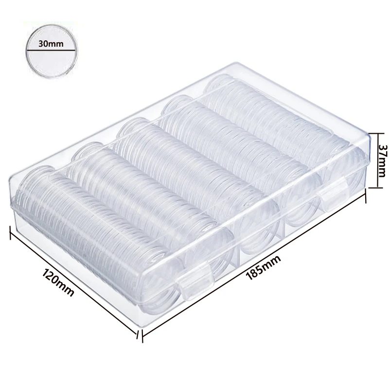 10/100pcs Transparent Plastic Coinn Holder Coinn Collecting Box Case for Coinning Storage Capsules Protection Boxes Container