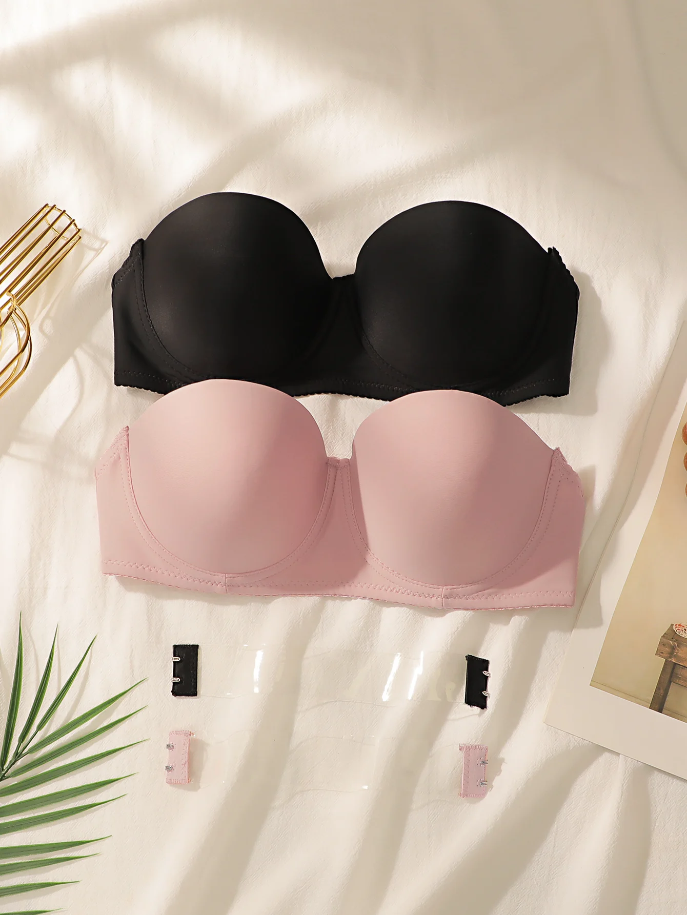 

2 шт. женское сексуальное нижнее белье без бретелек с противоскользящими невидимыми бретелями и стальными кольцами в сборе для бюстгальтера пуш-ап J2335