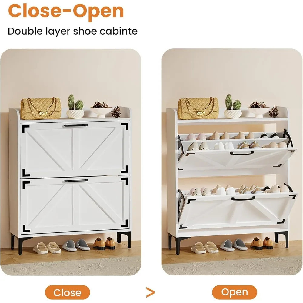 خزانة تخزين الأحذية قائمة بذاتها مع أدراج وأرجل قابلة للطي لمنظم المدخل