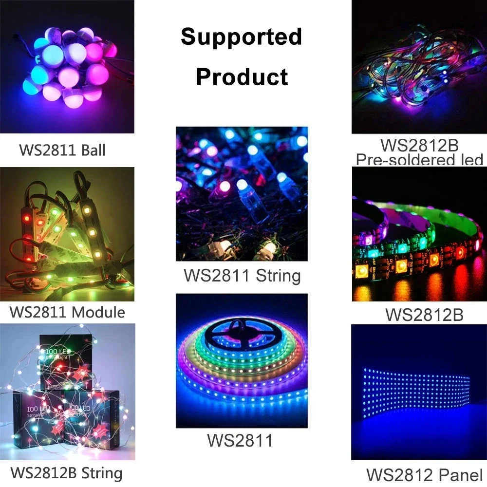 Imagem -05 - Controlador Inteligente Rgb Bluetooth Música App Ir38 Chave de Controle Remoto para Ws2811 2812b Endereçável Led Rgb Fita Tira Dc5v24v Sp611e