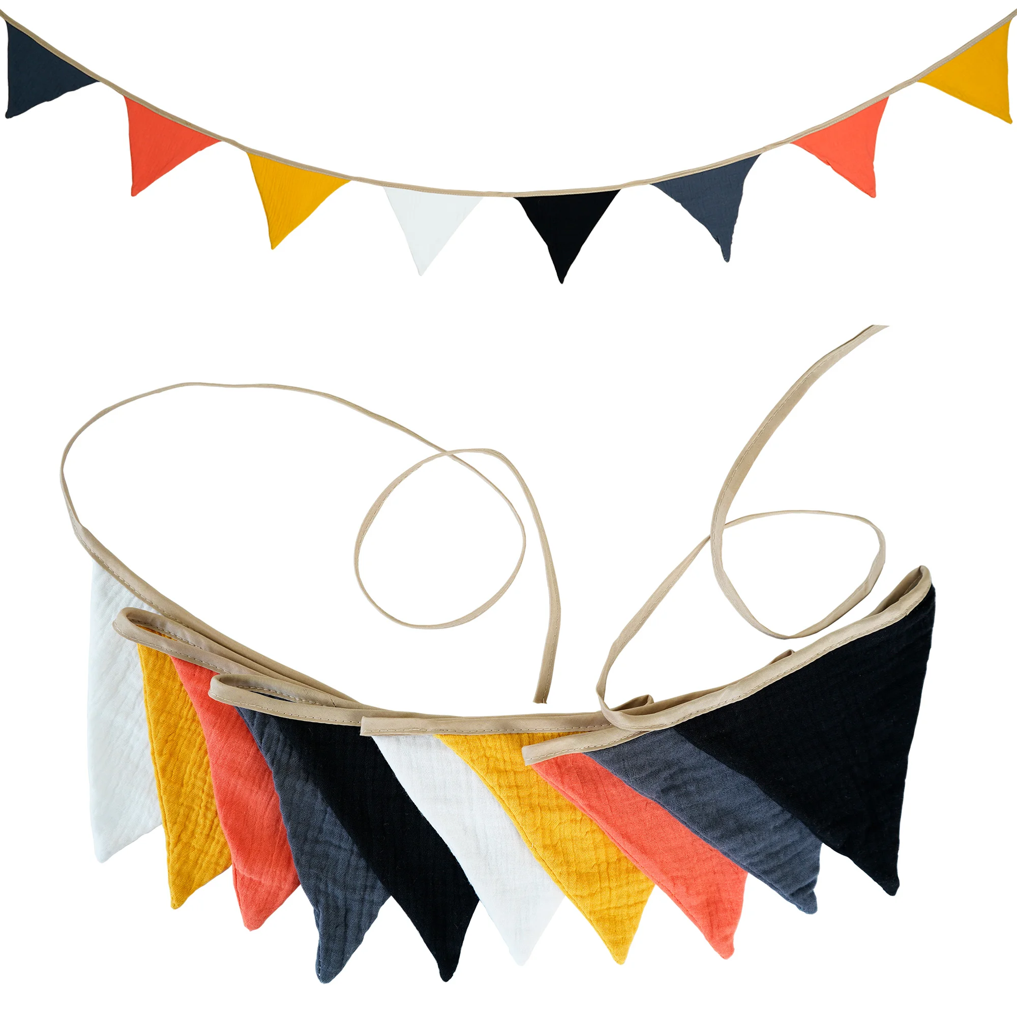 2,6 m große Wimpelkette aus Stoff für Kinderzimmer, 10-Dreieck-Wimpel-Flaggen, Party-Dekoration, Banner für Zuhause, Babyparty, Karneval, Girlande