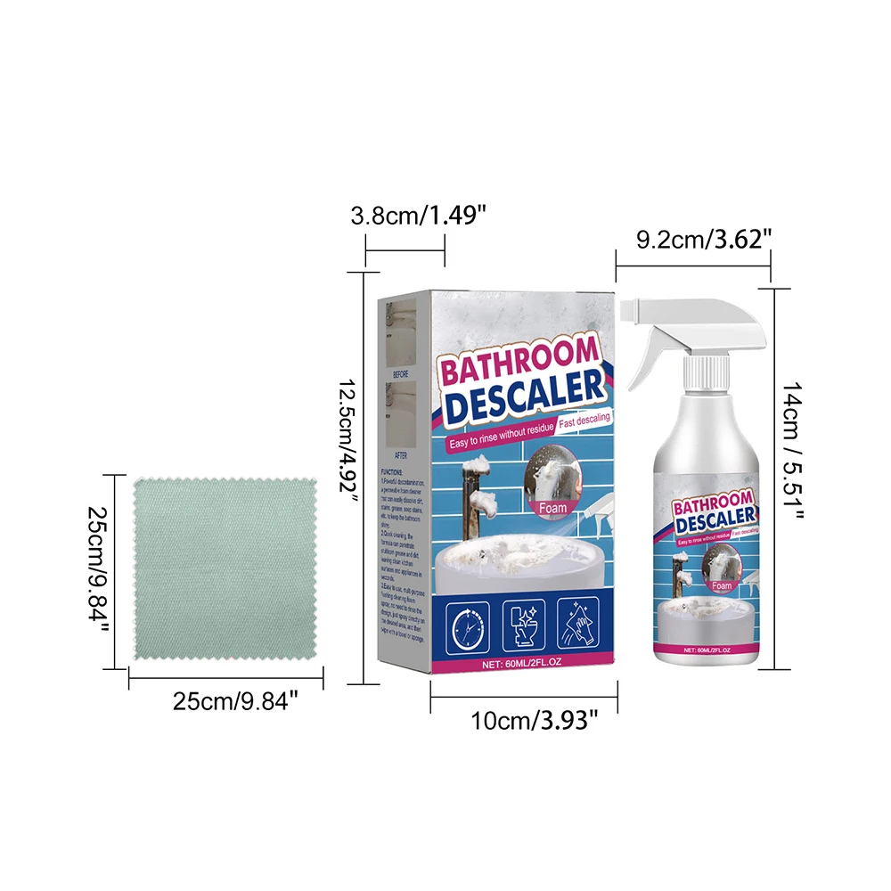 منظف مقياس منظف الحمام 60 مل، مقياس تنظيف قوي، بقع لطيفة وغير مهيجة مناسبة لأحواض الاستحمام وما إلى ذلك