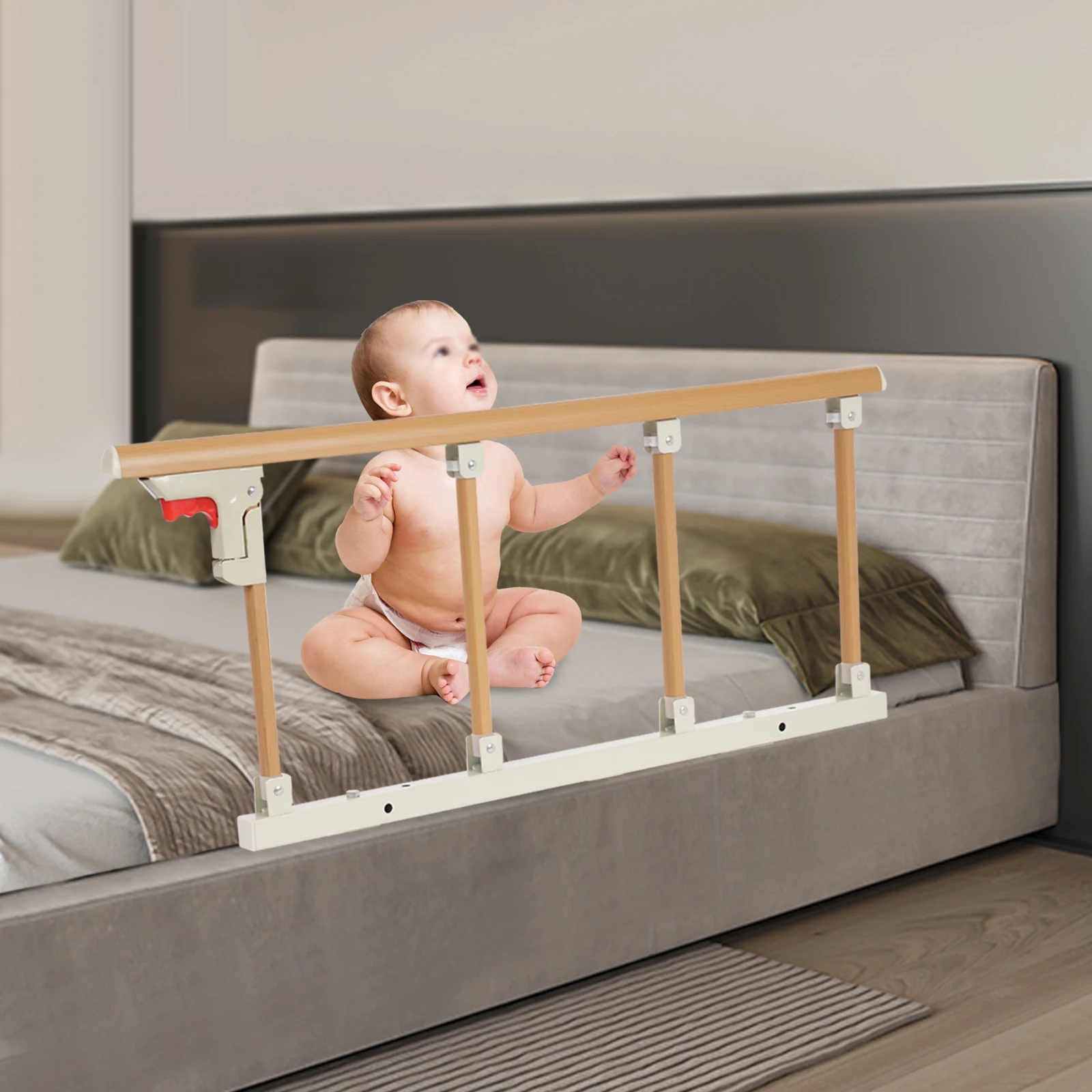 حاجز سرير لشخص أو كبار السن، واقي سرير أمان متعدد الوظائف، مقبض مساعدة قابل للطي للبالغين، رعاية منزلية