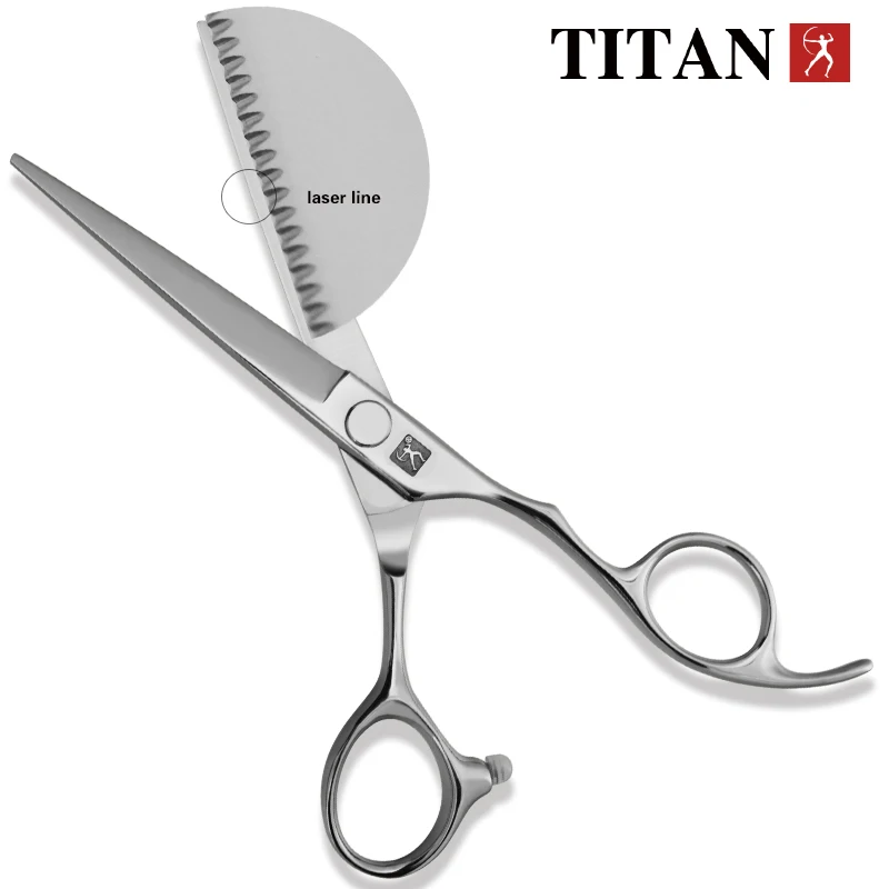 TITAN professional Laser wire hair scissors haircut scissor cut barber cutting shears hairdresser scissors Jp 440C steel 6inch