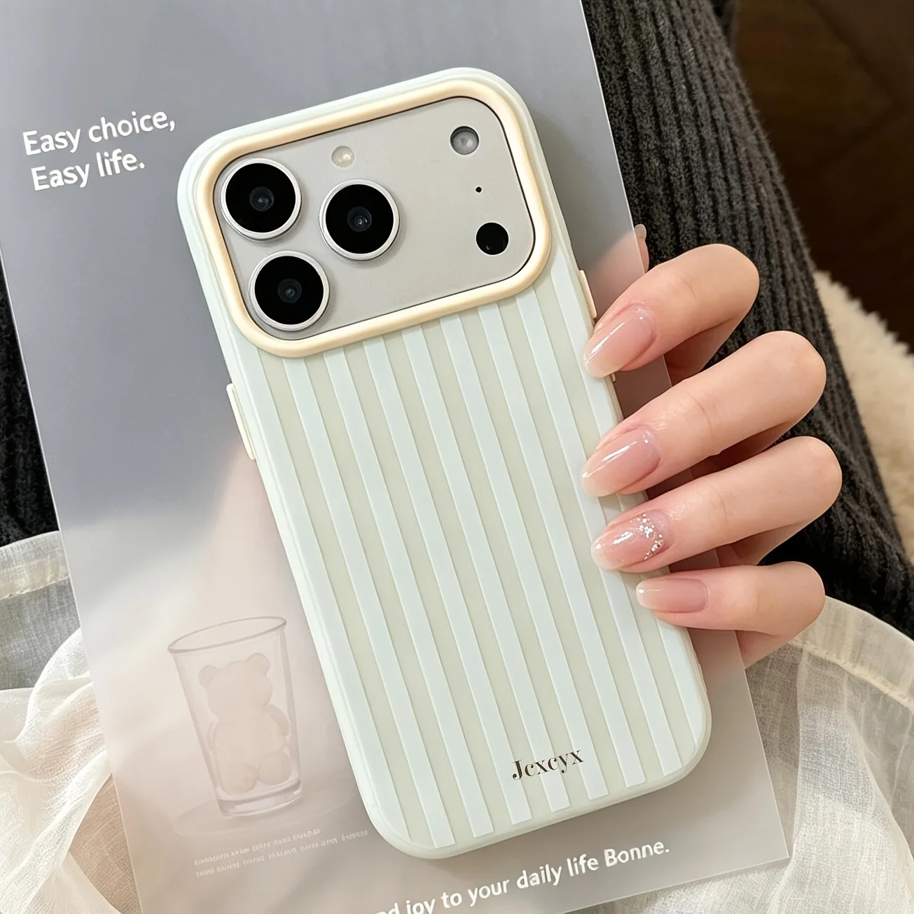 Luxury Korean Fashion Stripes Candy Color Soft Phone Case for iPhone 18 17 16 15 14 13 12 Pro Max 16E Shockproof Silicone Cover view 6