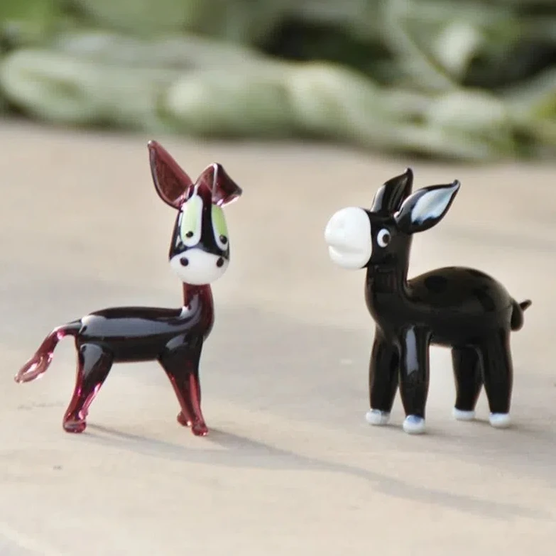 

Modern Miniature Donkey Crafts Cute Desktop Decor Crystal Donkey Figurines Paperweight Small Glass Animal Ornament Home Decor