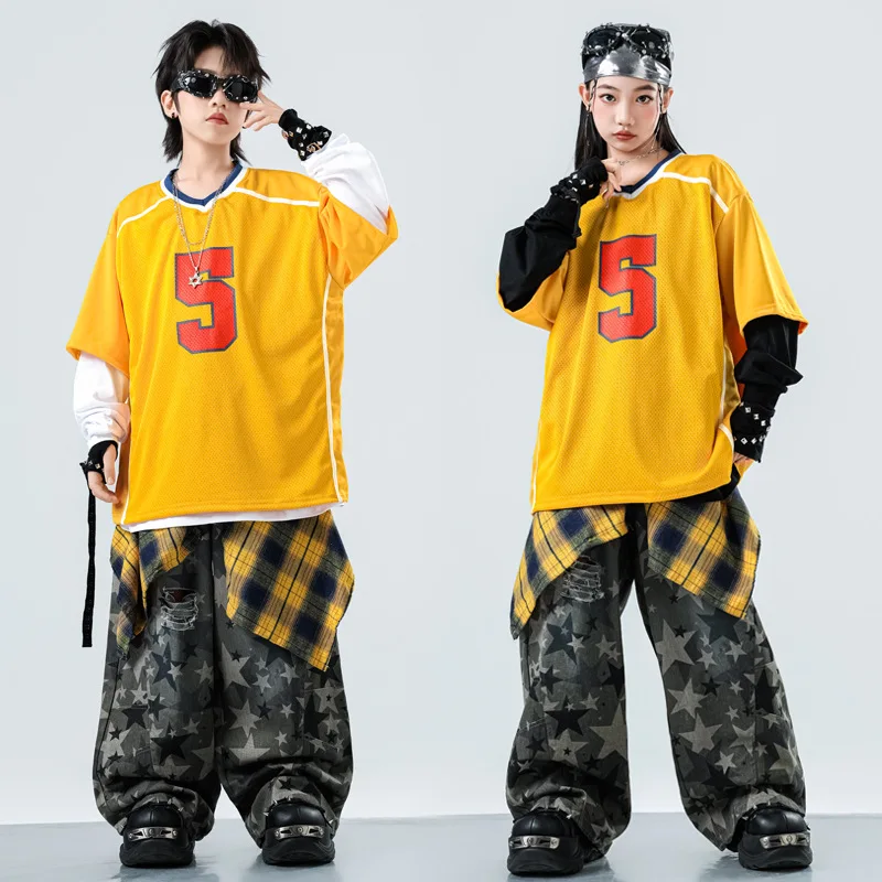 

Boys Hip Hop Cool Sweatshirt Vest Cargo Pants Girls Fashion Jazz Street Dance Costume Children Clothes Set Kids K-pop Streetwear