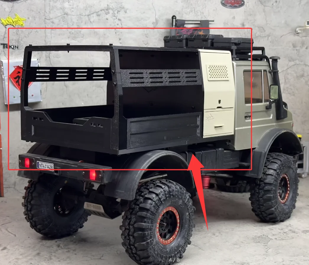 Wheelbase 313mm 1/10 RC unimog U4000 u5000 ABS Hard Body For