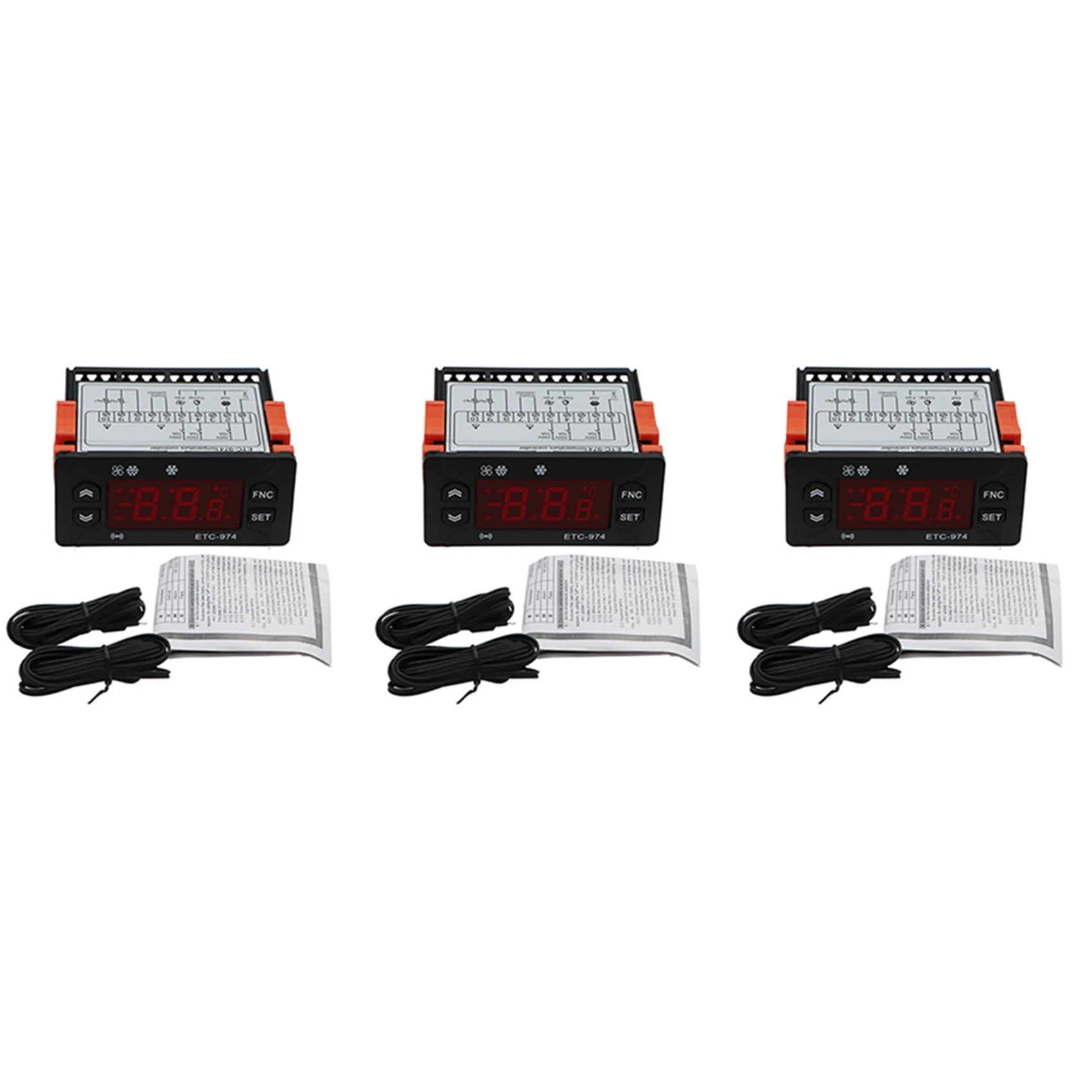 ABCA-3X ETC-974 Digital Temperature Controller Microcomputer Thermostats Thermostat Refrigeration Alarm 220V NTC Sensor
