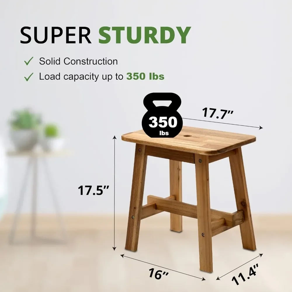 Rectangular Wood Stool, Small Bench Seat, Small End Table Stool; Bathroom Stool Wood; Plant Stool; Makeup Stool Bathroom