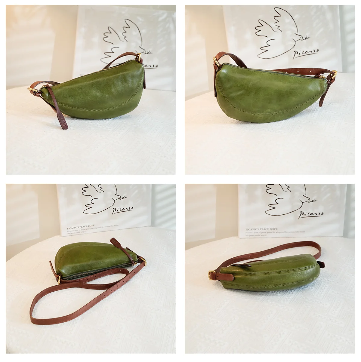 Fashion vintage organizer designer handmade genuine leather women's shoulder bag outdoor travel luxury cowhide crossbody bag