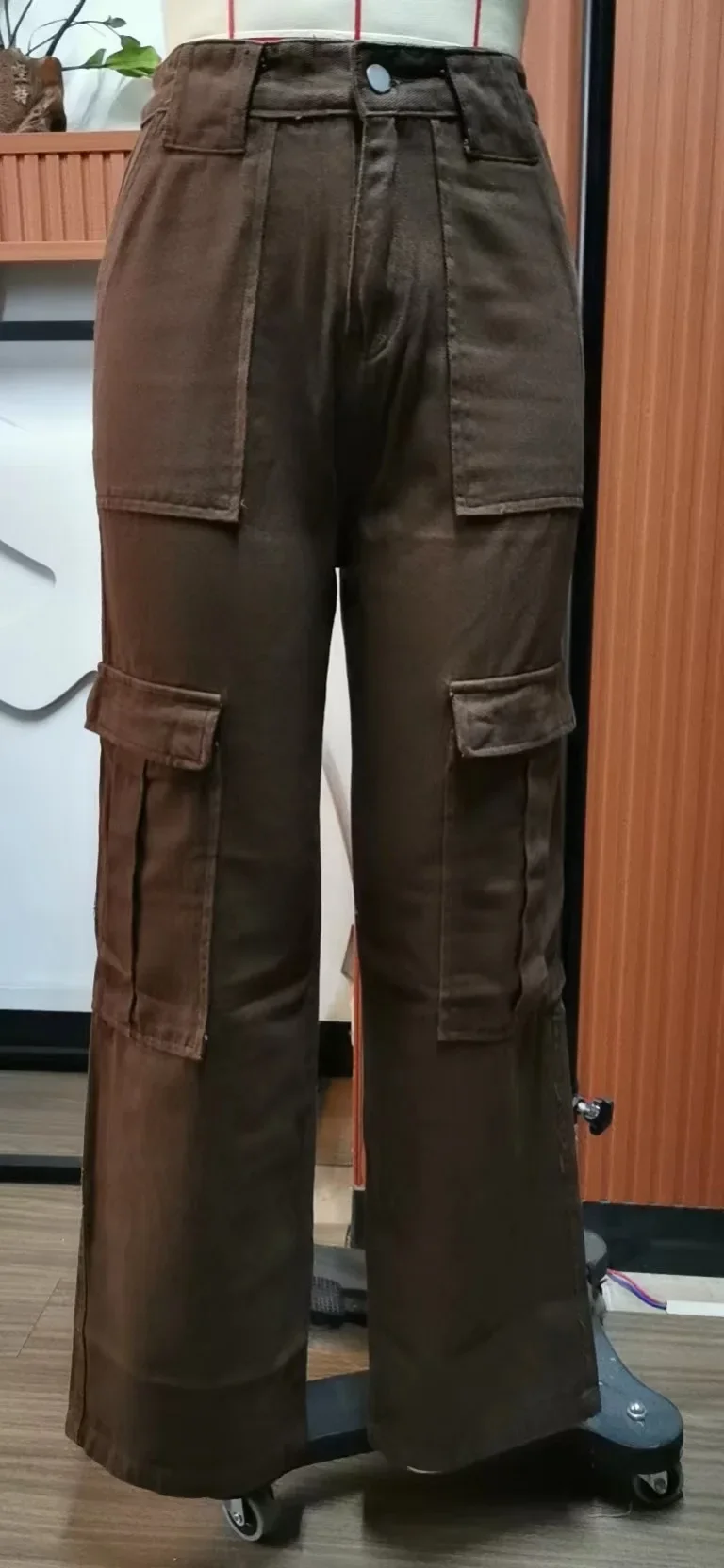 Pantalones Cargo para mujer, Vaqueros Vintage de cintura media con múltiples bolsillos, ropa informal estilo Hip Hop, Pantalones rectos lavados, otoño 2025