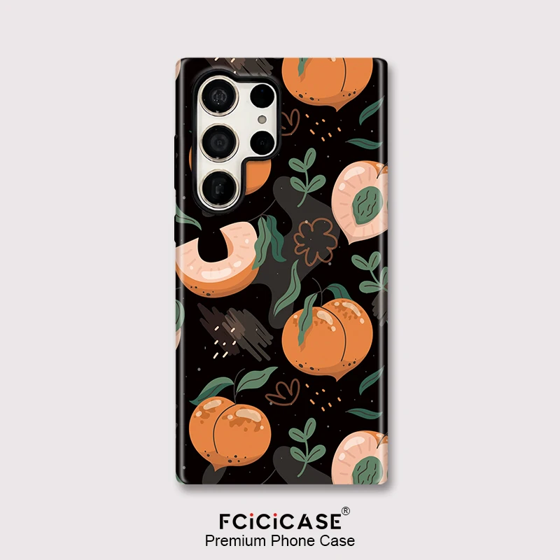 Fcicicase S26 Plus Pattern Peach Phone Case For Samsung Galaxy S26 Edge S25 S24+ S23 Ultra A56 A16 S20 FE Dual Layer Fundas