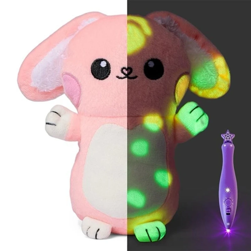 54DF Cuddly Illuminated Animal Cartoon Plush Toy With Gentle Night Light Great For Kids Anxiety Relief And Art Play