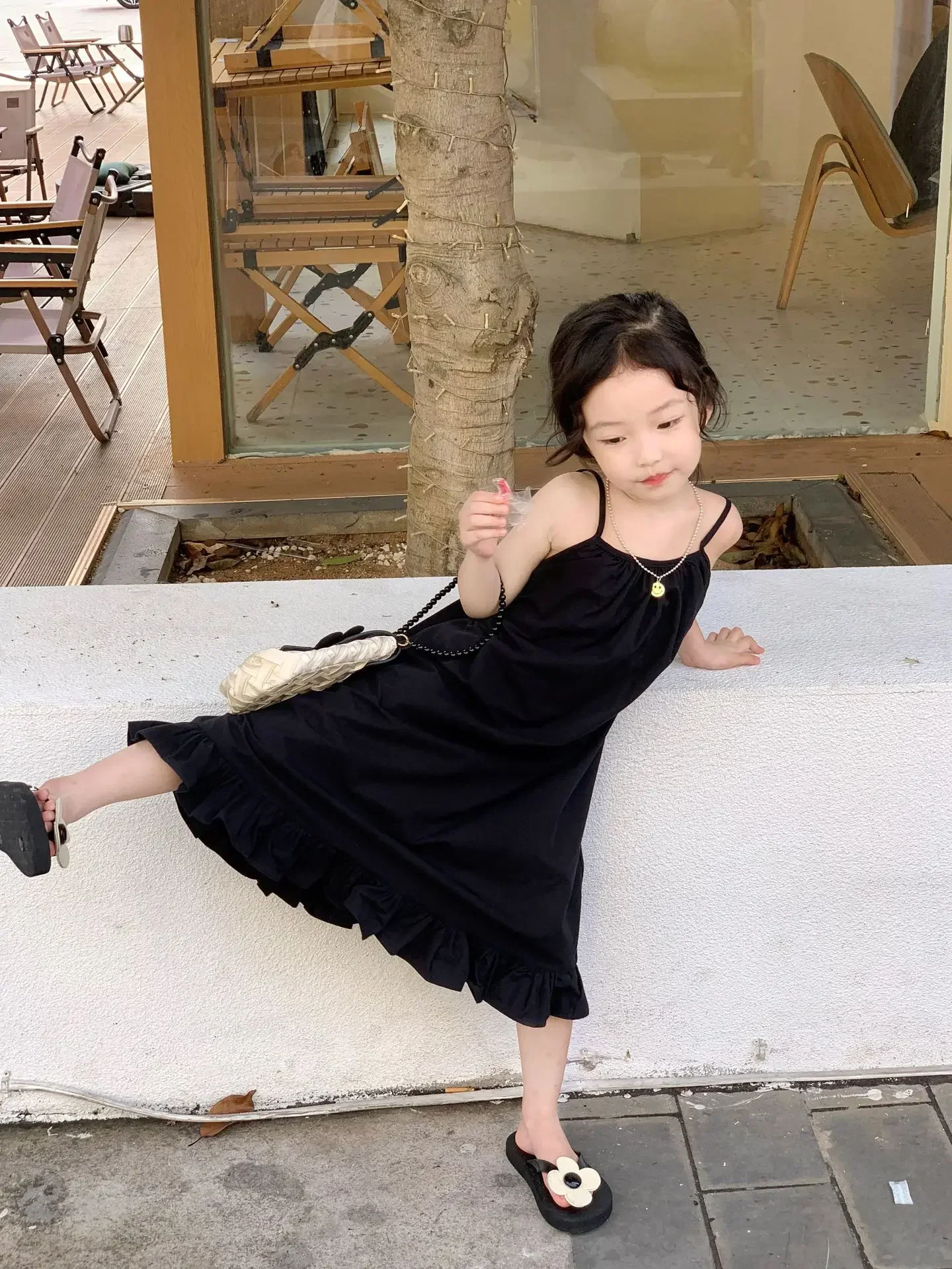 Girls Dress Korea 2024 Summer New Solid Color Sundresses Vacation Backless Sexy Spicy Girl Baby Fashion Kids Summer Clothes