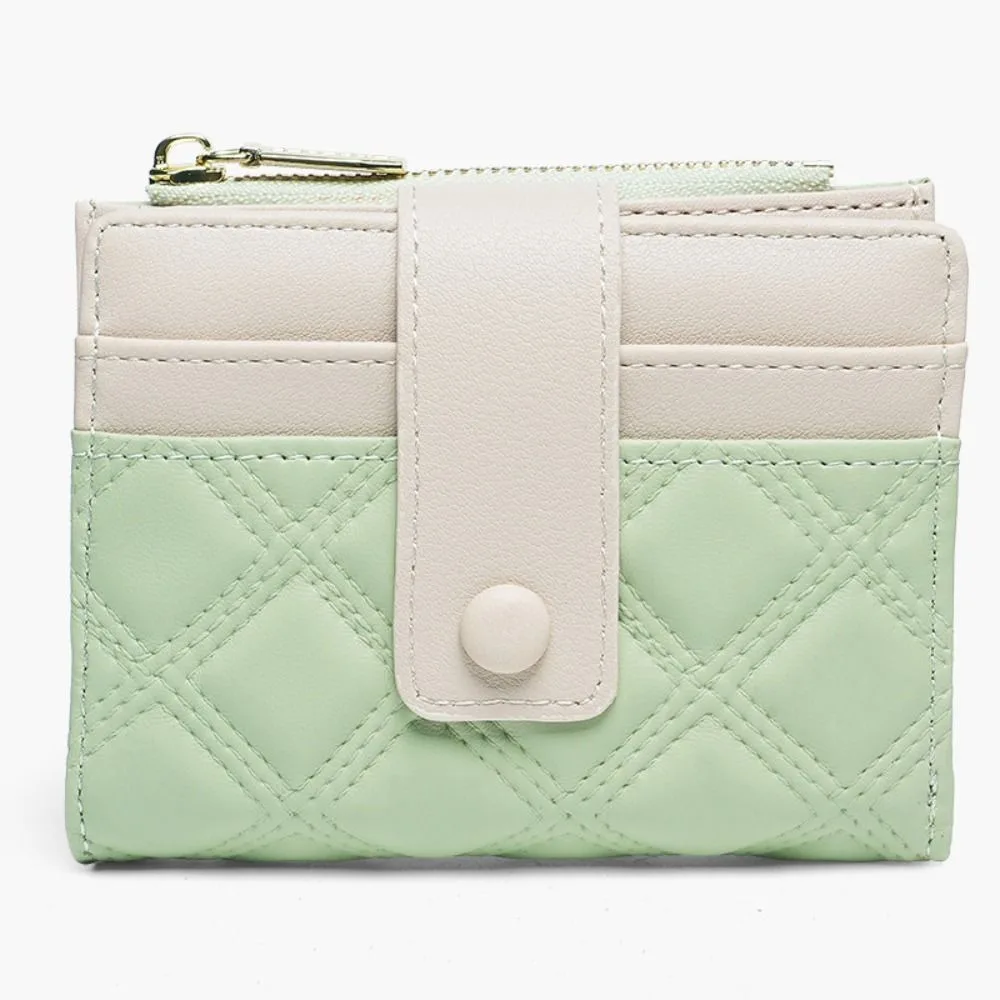 حقيبة التخزين المحمولة لطيف جيب المحافظ سستة متعددة فتحة للبطاقات قصيرة محفظة من البولي يوريثان حقيبة المال لون الحلوى للطي محفظة نسائية للعملات المعدنية الفتيات #2