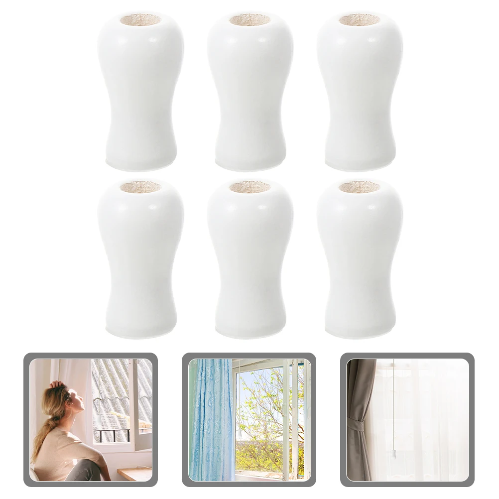 

6pcs White Wooden Cord Pulls for Blinds Curtains Window Decor Replacement Parts Hanging Accessories Reliable