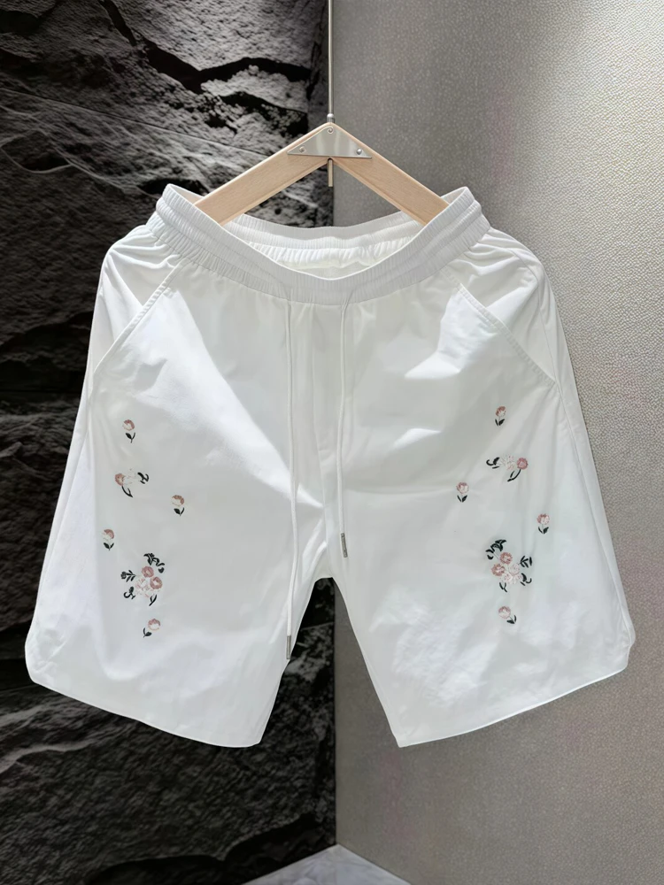 

Korean Sle Men's Casual orts Loose Haome Youth Simple Match High Sense Embroidery Five-Point Pants Summer Pants