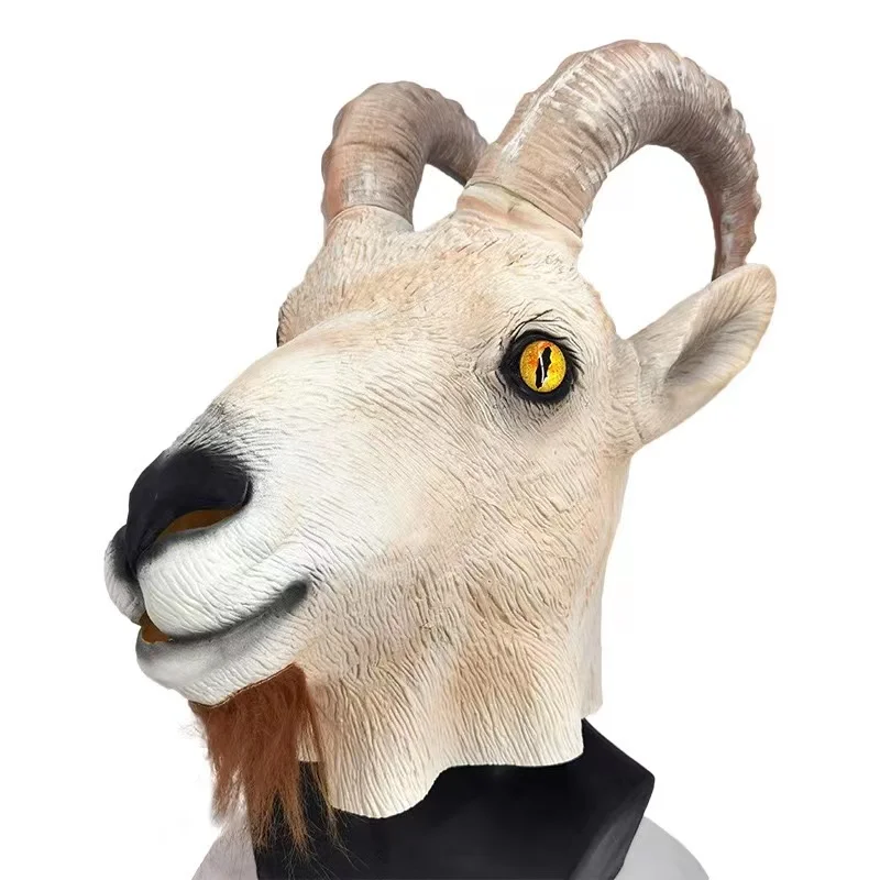 

Goat mask-Goat Antelope Animal Head Mask Novelty Halloween Cosplay Costume Party Latex Animal Mask Full Head for Adults