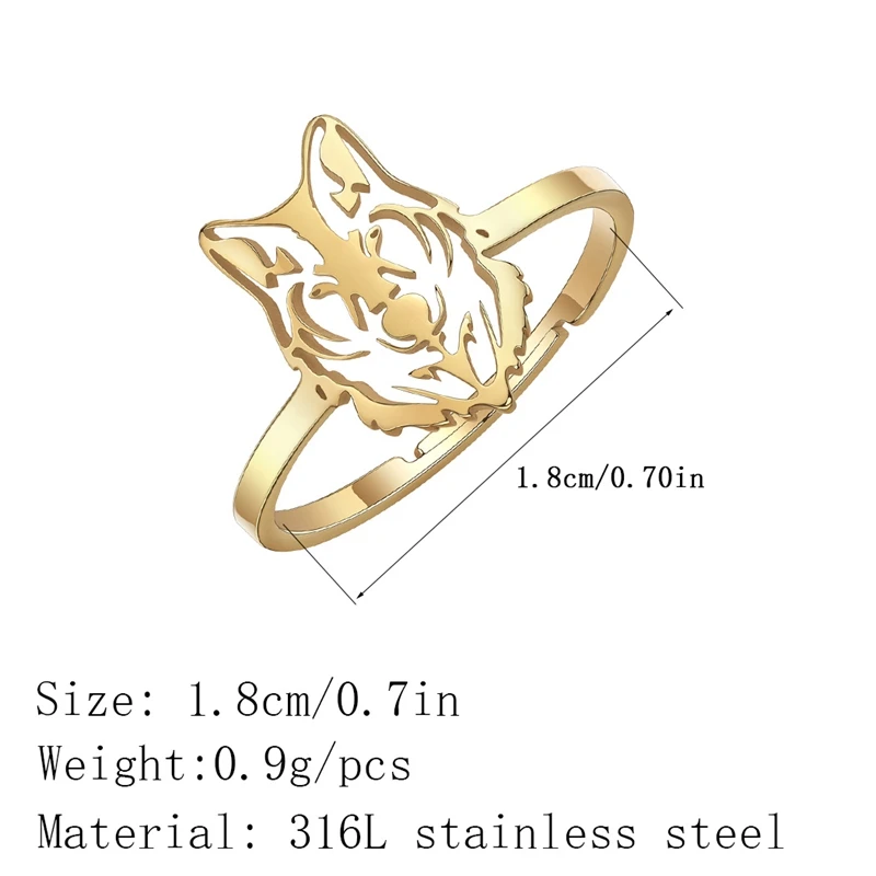 Kinitial Viking Slavic Punk Wolf Ring For Women Men Stainless Steel Vintage Jewelry Finger Rings Best Gift