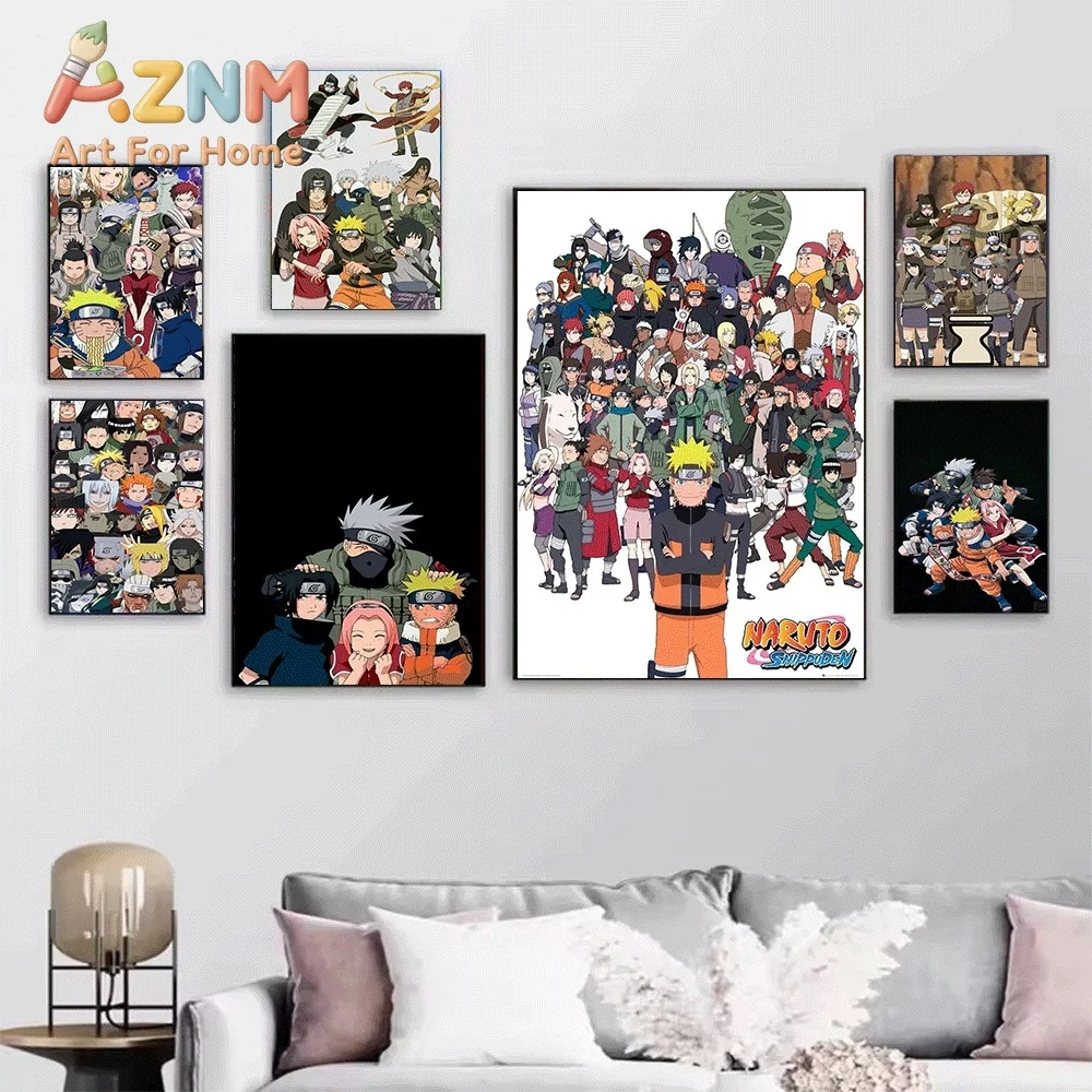 Naruto Anime Legendary Sannin Team Canvas Wall Print, Classic Japanese Manga Character Poster, Unframed Canvas Painting for Be