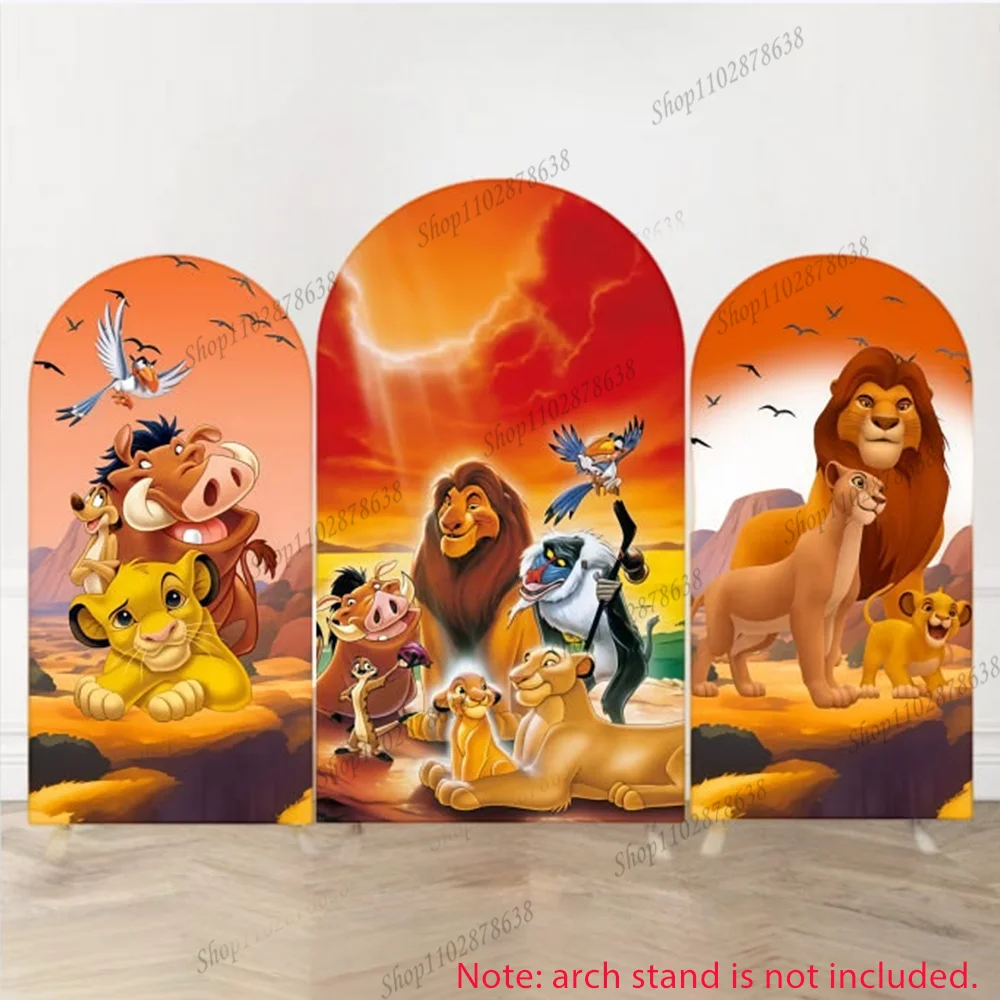 The Lion King Baby Shower Arch Cover Custom Spandex Elastic Simba Timon Pumbaa Rafiki Hakuna Matata Arch Backdrop - view 2