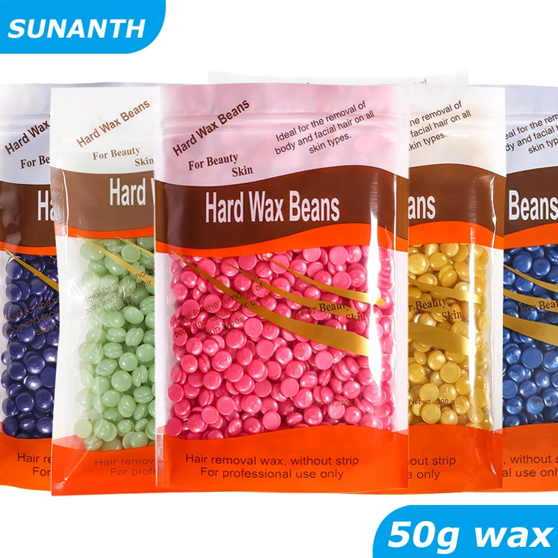50/200g Waxing Beads Solid Wax Beans Hair Removal Smooth Clean Removal Hard Wax Beads for Home Salon Women Men Bikini Full Body