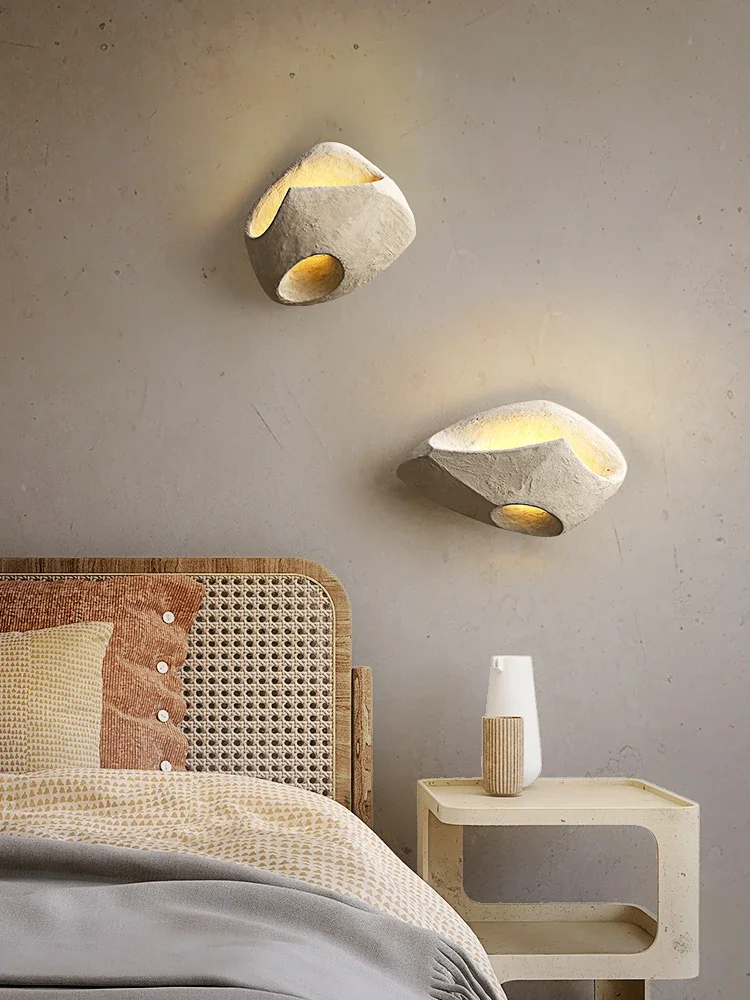 

Industrial style cement small wall lamp, creative minimalist terrazzo bedroom bedside lamp