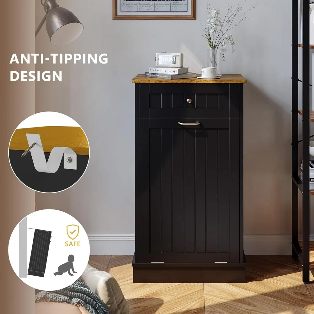 개가 들어가지 않는 틸트 아웃 쓰레기통 홀더, 주방 아일랜드용, 블랙 - 안전한 쓰레기통 보관 솔루션