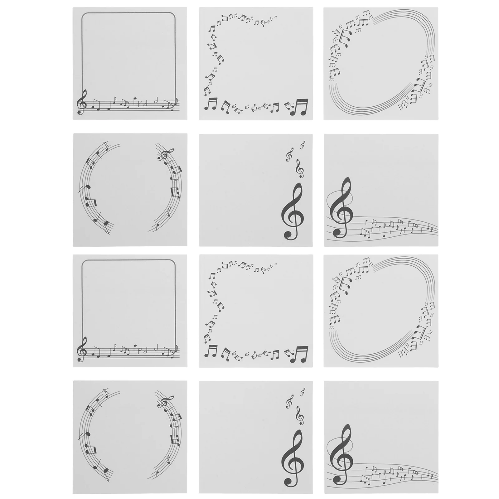 

12Pcs Black and White Musical Note Notepads Self-Adhesive 3x3 Inch Cute Memo Pads for Teachers Students Office Essentials School