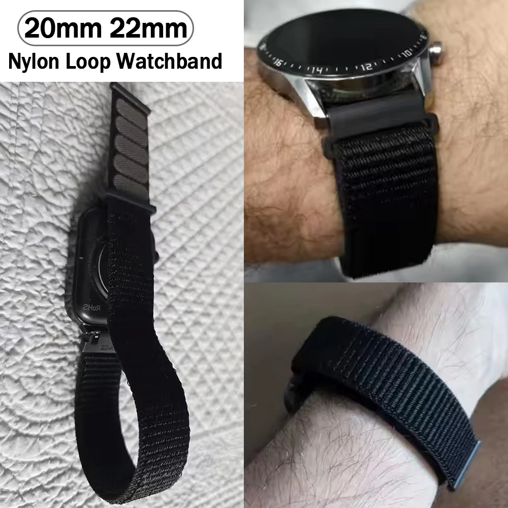20mm 22mm Nylon Loop Band For Garmin Forerunner 645 165 255 570 WristStrap For Garmin Venu 4 3 Sq 2 Vivoactive 4 Sports Bracelet