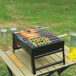 New Portable Grill BBQ Charcoal Grill Mini Grill Stainless Steel Tool Kit Outdoor Cooking Camping Picnic Beach Camping Grill