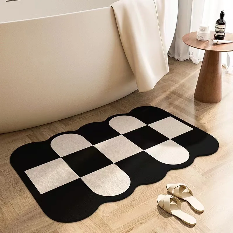 VIKAMA 1PC Ins Wind Household Bathroom Diatom Mud Cushioned Toilet Easy To Flush Foot Mat Quick Dry Absorbent Non-Slip Carpet