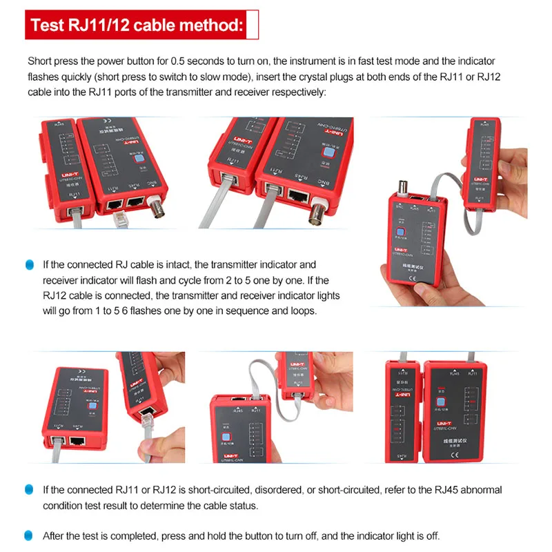 UNI-T UT681L Cable Tester Tracker LAN Auto Network LED Tester Ethernet Telephone BNC Repair Tool