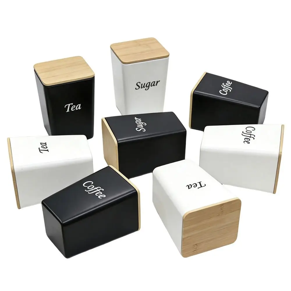 Tinplate Material Tea Tin Bamboo Cover Creative Shape Tea Jar Irregular Shape Sealed Design Coffee Tea Storage Canister