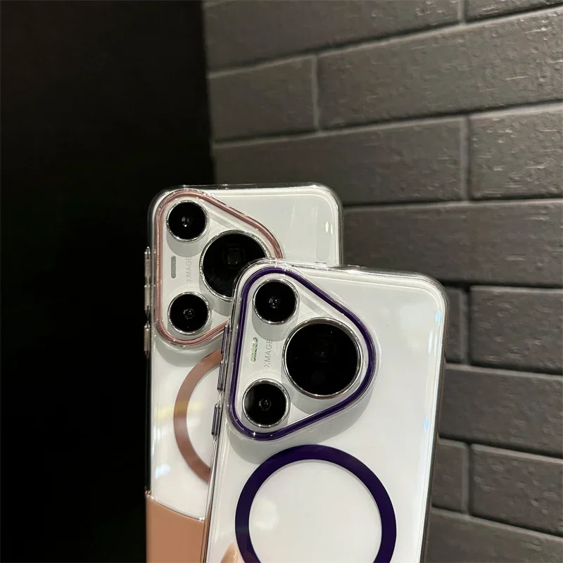 color blocked magnetic phone case for Huawei Pura 70 Pro Plus Ultra Magsafe wireless charging anti fall protection cover bumper