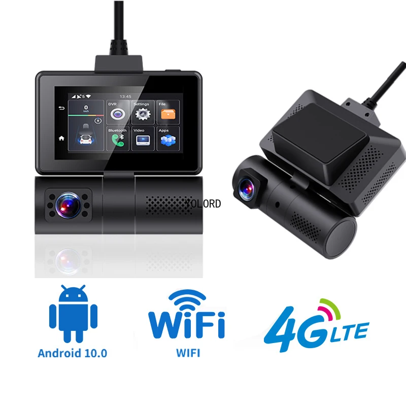 3'' 4G Lite Network 1080P Car Rearview Dash Cam Android 10.0 GPS Bluetooth WiFi Video Camera Recorder Remote Monitor DVR