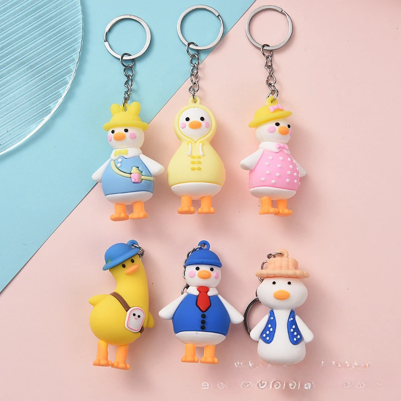 Cartoon pendant crooked neck duck student schoolbag pendant car little yellow duck