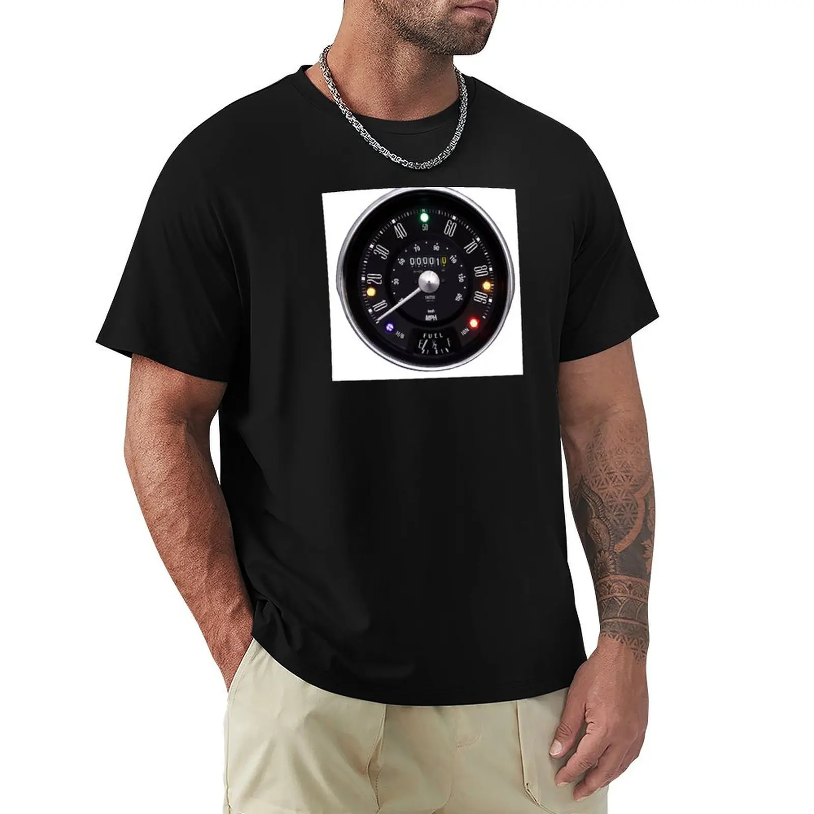 Classic Mini Smiths 90 MPH Speedometer T-Shirt Light Athletic Short Sleeve Tee Shirt