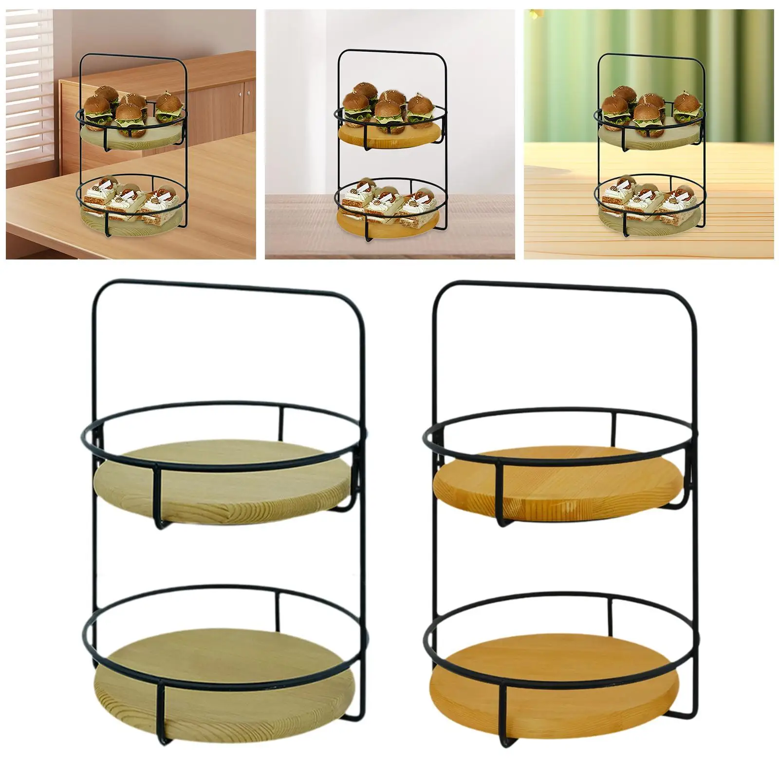 2 Layer Organizer Metal Tiered Cake Serving Rack Cake Cupcake Stand for Dining Room Restaurant Birthday Parties Living Room Desk