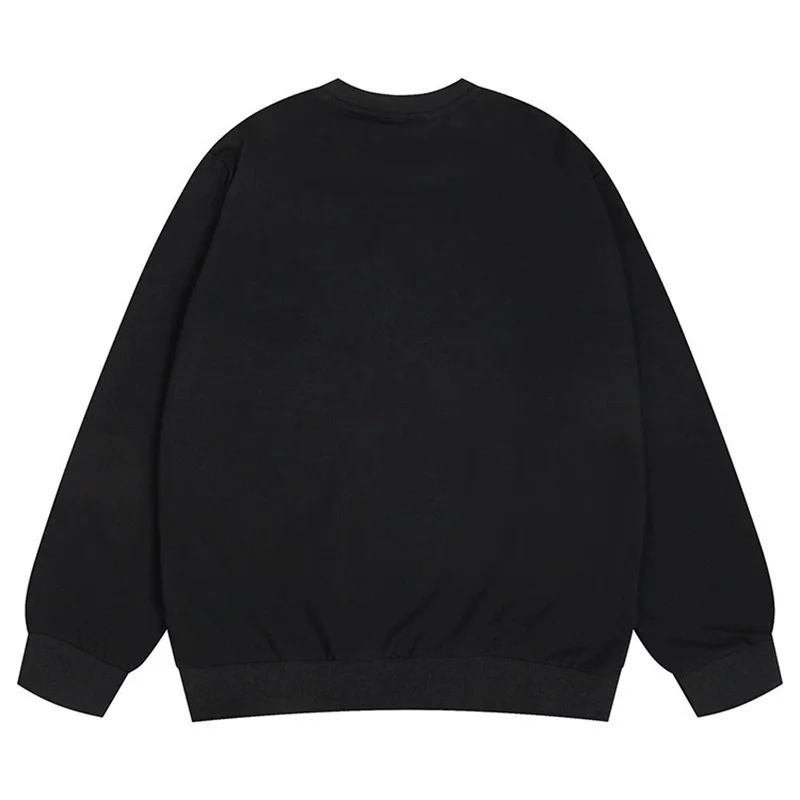 Heavy Embroidery Crane Floral Sweatshirt For Men Loose Fit O-Neck Winter Quality Cotton Pullovers Fashion Sudaderas Para Hombres