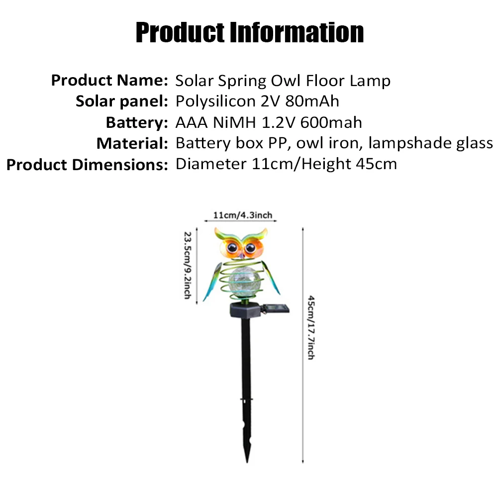 Outdoor LED Light Waterproof Solar Powered Garden Light Large Eyes Owl Shape Lawn Lamp Yard Ornament Decoration Lanterns