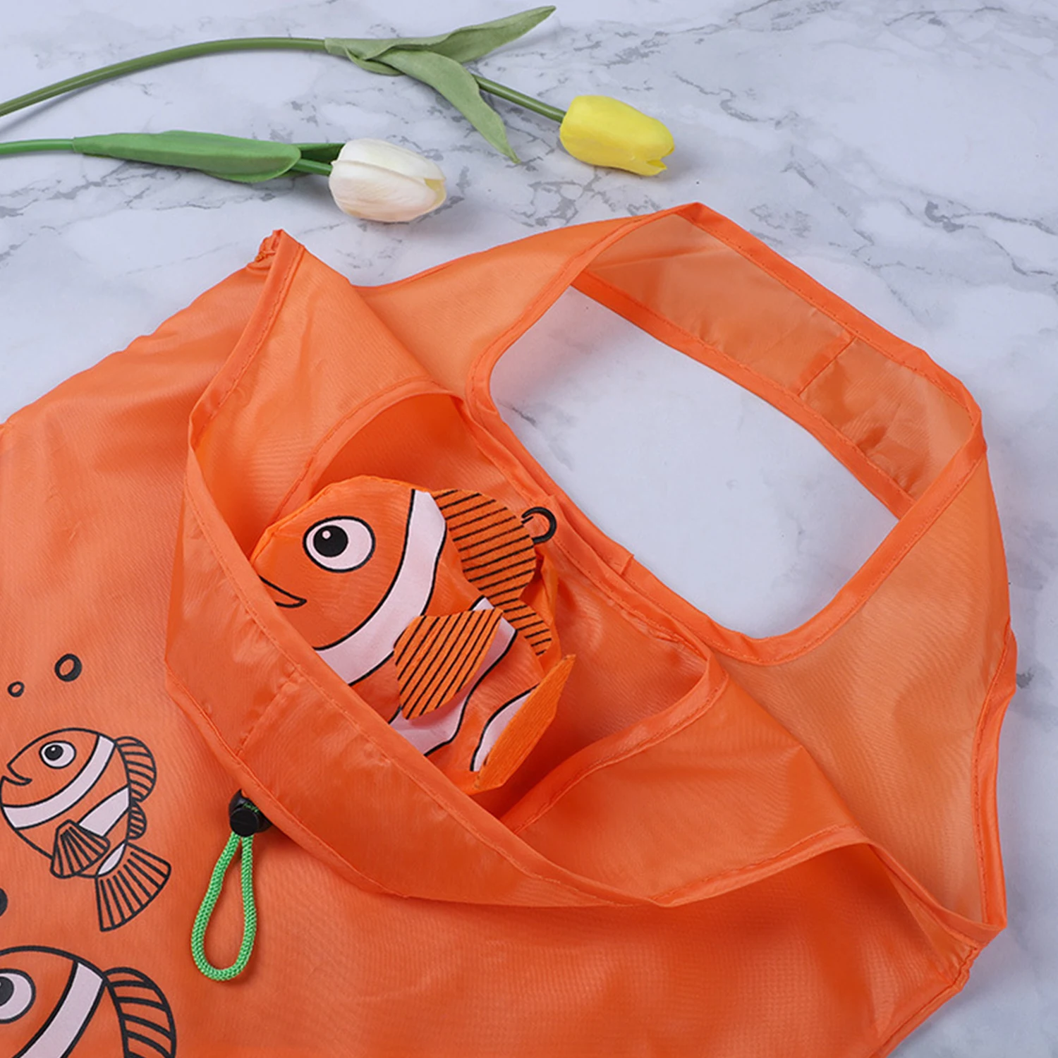 Cartoon Cute Fish Folding Storage Bag Large Capacity Nylon Portable Handbag Foldable Tote Bag Reusable Shopping Bag