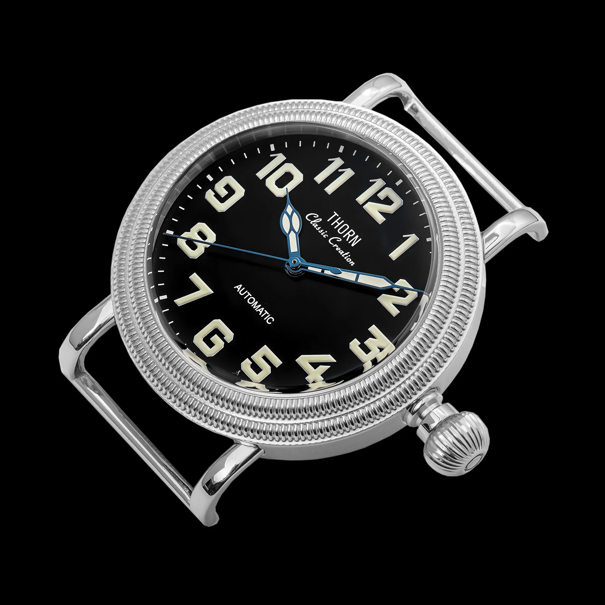 ثورن T013 خمر الطيار ساعة الياقوت فقاعة الزجاج ST1700 حركة مضيئة 5Bar مقاوم للماء 36 مللي متر الرجال ساعات آلية