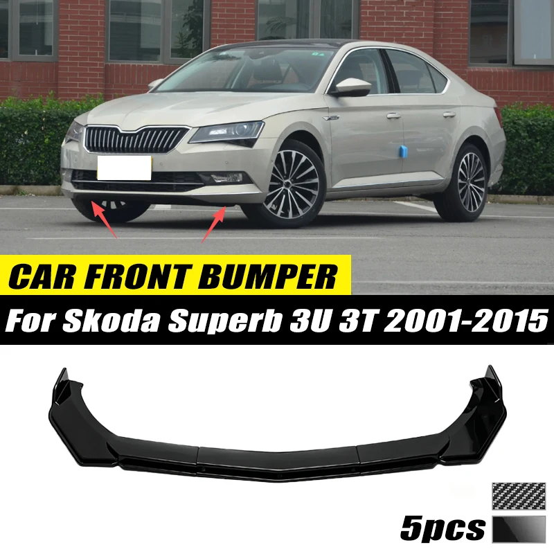 For Skoda Superb 3U 3T 2001-2015 Front Bumper Lip Front Guard Spoiler High-quality ABS Material Body Kit Front Lip Accessory
