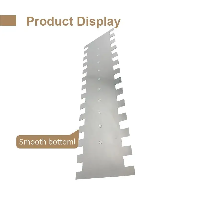 스테인리스강 표준 사각 노치 타일링 흙손, 양면 톱니 건설 흙손 날, 스키밍 뒤집개, 40cm, 15x15mm
