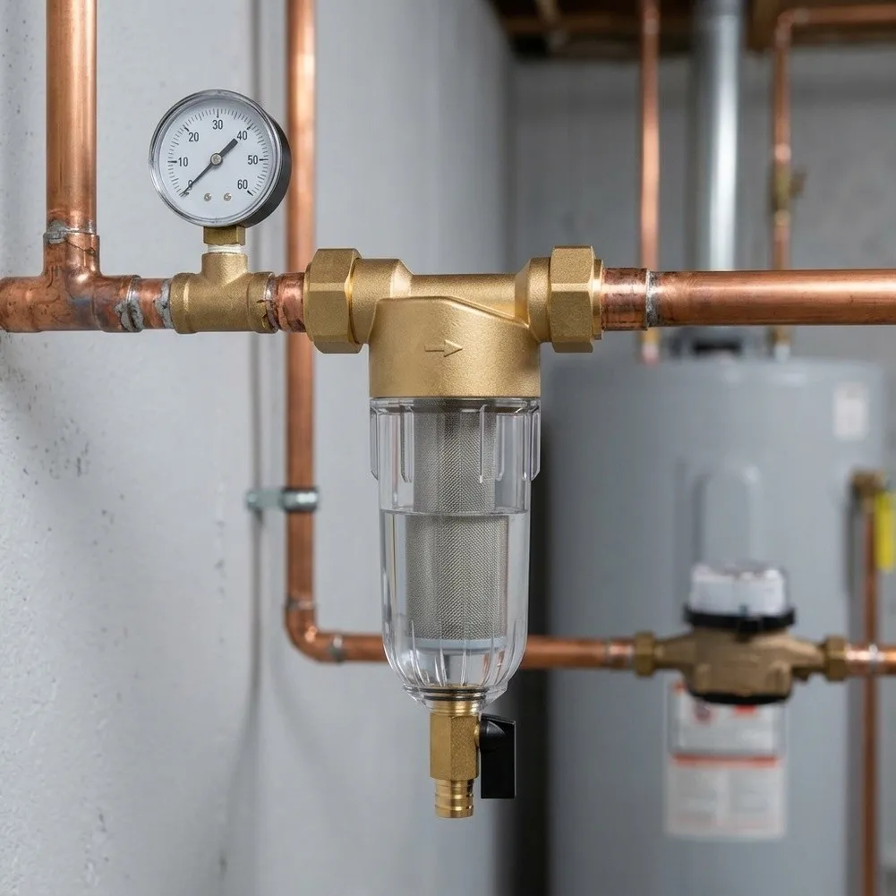 Whole House Water Purifier with Siphon Backwash Copper Alloy Construction 22 for x 17.8 for x 4.2 cm for Stable Flow Rate