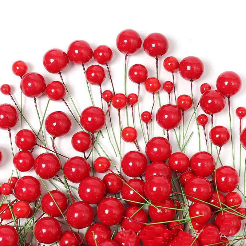 50/100Pcs Red Foam Berry Christmas Decoration Xmas Tree Ornaments for Home Navidad New Year Decor Craft Garland Gift Accessories