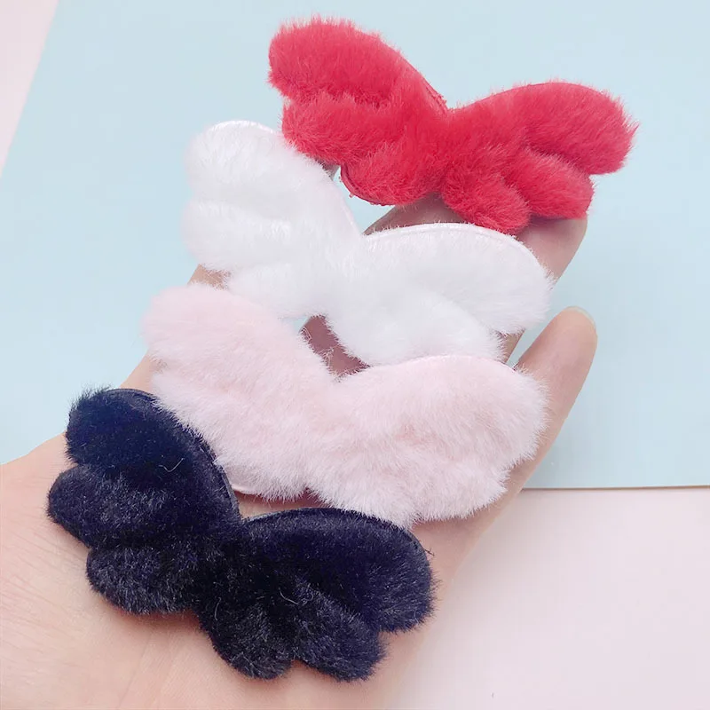 30Pcs 8*4CM Furry Felt Angel Wing Padded Appliques For Baby Sock Hat Sewing DIY Headwear Accessories Patches