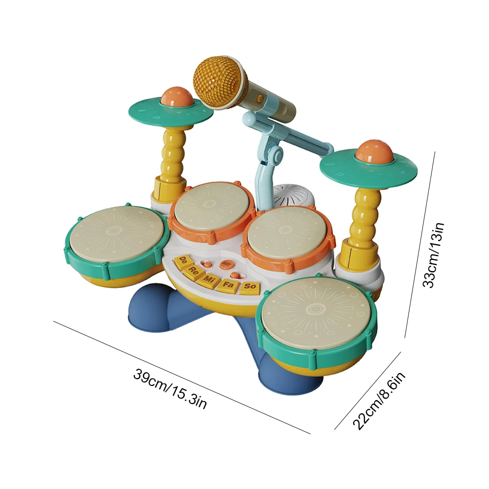 Muziekinstrumenten Montessori Leren Speelgoed Baby Muzikaal Speelgoed met Microfoon Jazz Drum Speelgoed Set Beste Cadeaus voor Jongens Meisjes